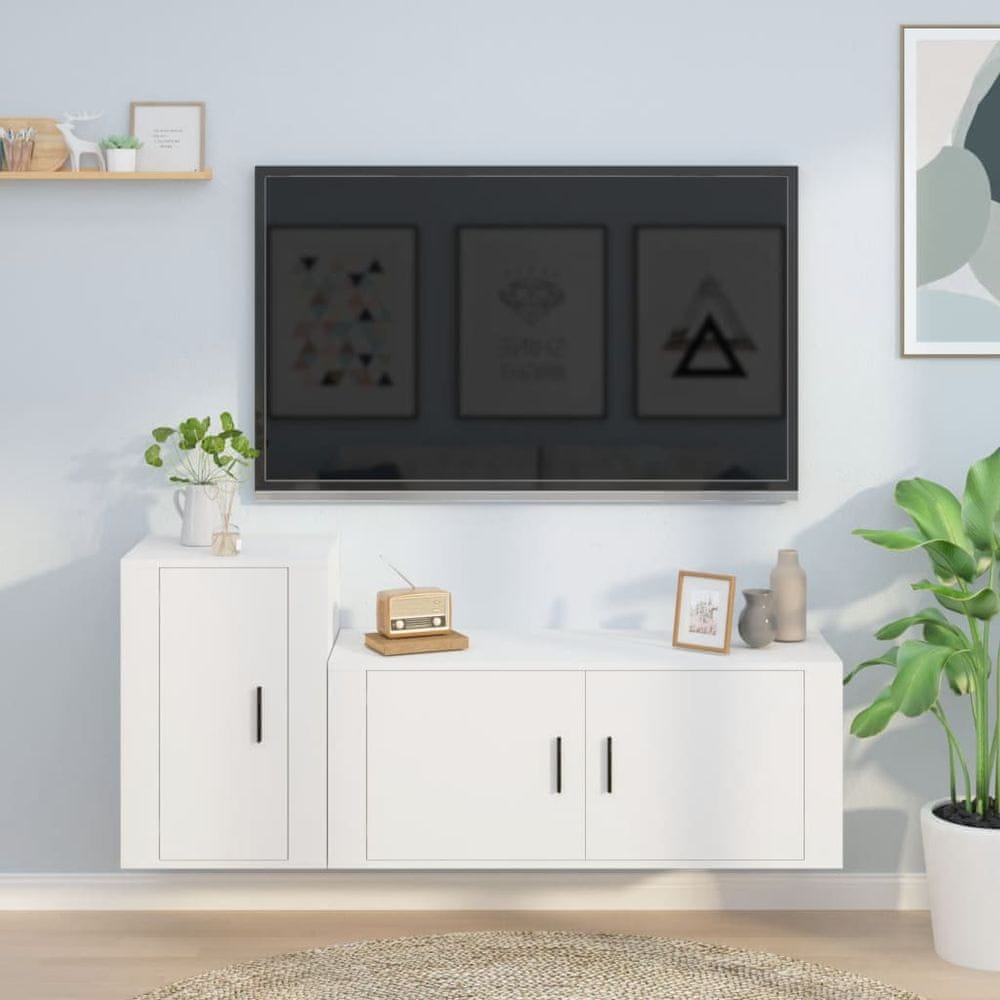 Vidaxl 2-dielna súprava TV skriniek biela kompozitné drevo